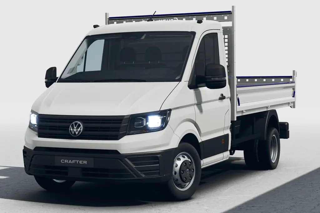 Volkswagen Crafter Benne 2.0 TDI 163 ch L3 en LLD sans apport sur Louermoinscher, vue latérale avec benne